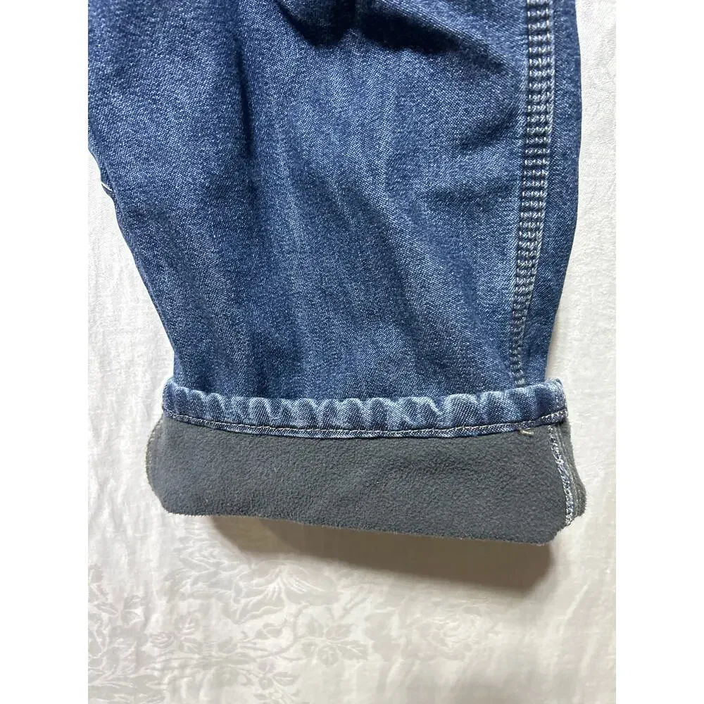 Wrangler Carpenter Jeans 36x34 Fleece Lined Blue Denim Vintage Grunge Workwear
